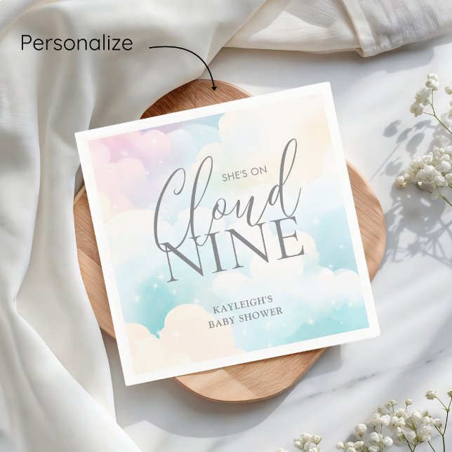Pastel She's on Cloud Nine Baby Shower Serviette (Von Creator hochgeladen)
