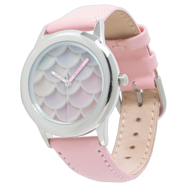Pastel Shimmer Mermaid Scales Armbanduhr (Schrägansicht)