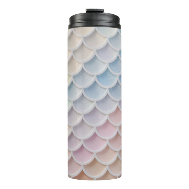 Pastel Shimmer Mermaid Scales Thermosbecher (Vorderseite)