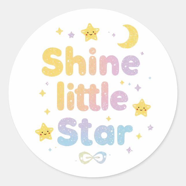 Pastel "Shine Little Star" Celestial Runder Aufkleber (Vorderseite)