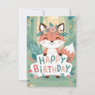 Pastel Simple Fox Geburtstag Karte