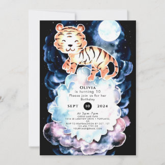 Pastel Simple Tiger Geburtstag Einladung