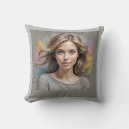 Pastel Sketch Gray Throw Kissen