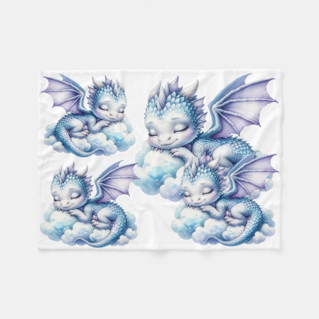 Pastel Sleeping Dragon Fleecedecke (Vorderseite (Horizontal))