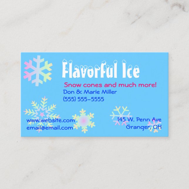 Pastel Snowflakes Business Card Visitenkarte (Vorderseite)