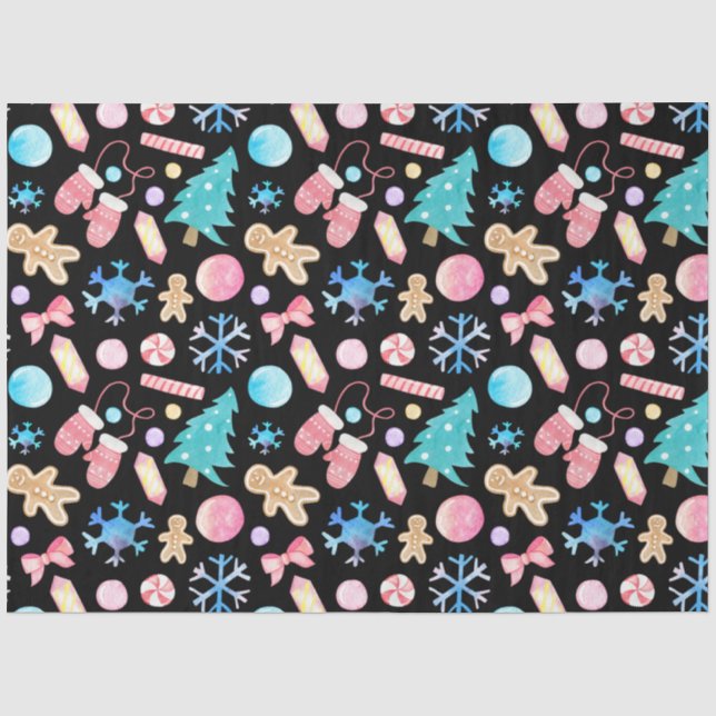 Pastel Snowflakes Weihnachtsbaumen Weihnachten Seidenpapier (Vorderseite)