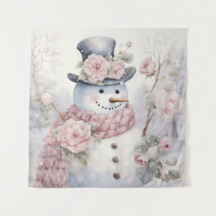 Pastel Snowman Tapestry Wandteppich