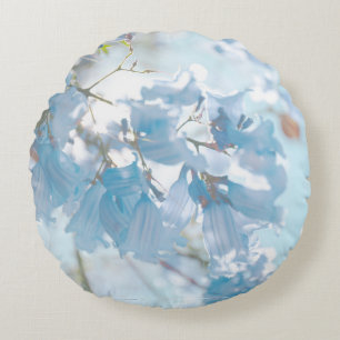 Pastel Soft Blue Jacaranda Blume Blüten Rundes Kissen