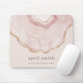Pastel Soft Blush Rose Gold Agate Marmortextur Mousepad