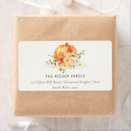 Pastel Soft  Floral Pumpkin Thanksgiving Address