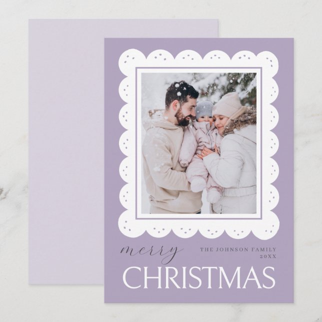 Pastel Soft Light Lavendel Frohe Weihnachts-Foto Karte (Vorne/Hinten)