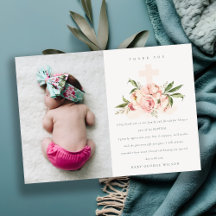 Pastel Soft Peach Rose Blumenkreuz Foto Taufe