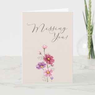 Pastel Soft Pink Lila Cosmos Blume Vermisst Karte
