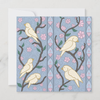 Pastel Songbird und Blüten zum Geburtstag Einladun