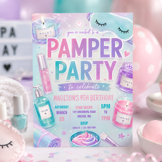 Pastel-Spa-Verwöhnparty-Geburtstag Einladung