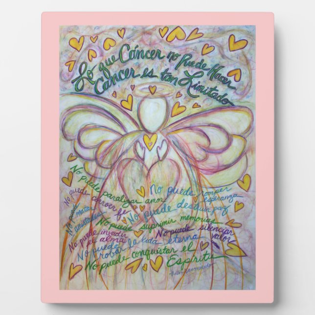 Pastel Spanish Cancer Angel Painting Gedicht Plaqu Fotoplatte (Vorderseite)