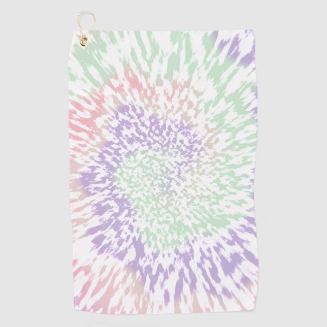 Pastel Spiral Shibori Gefärbte Krawatte Hippie Ret Golfhandtuch (Vorderseite)