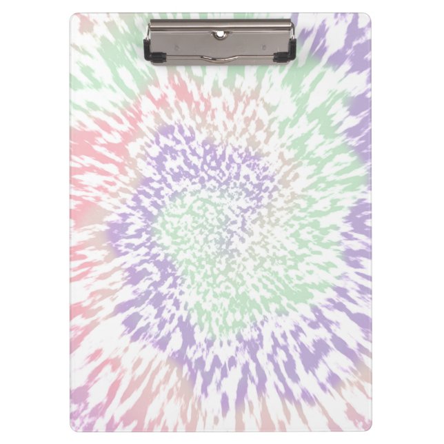 Pastel Spiral Shibori Gefärbte Krawatte Hippie Ret Klemmbrett (Vorderseite)