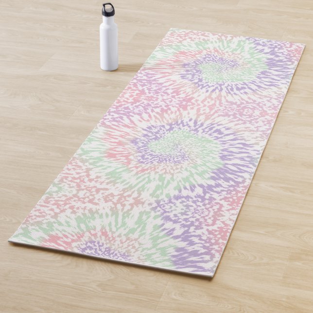 Pastel Spiral Shibori Gefärbte Krawatte Hippie Ret Yogamatte (Beispiel)