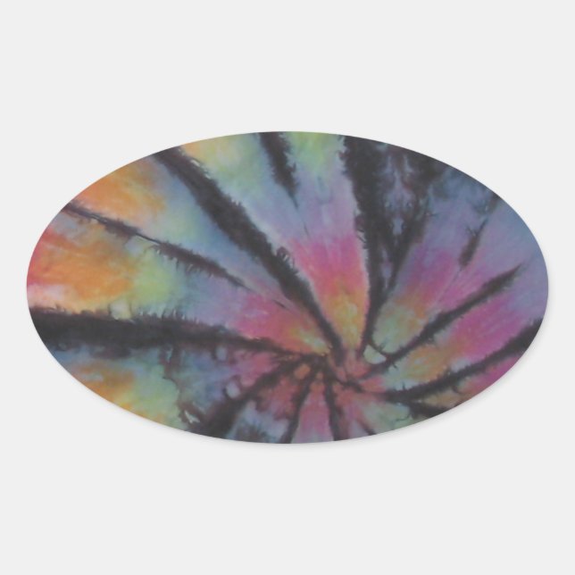 Pastel Spiral Swirl Gefärbte Krawatte Ovaler Aufkleber (Vorderseite)