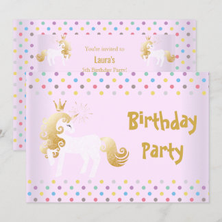 PASTEL SPOT PINK WHITE UNICORN GEBURTSTAGSPARTEI EINLADUNG