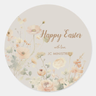Pastel Spring Flowers Happy Oaster Runder Aufkleber