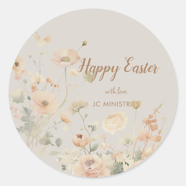 Pastel Spring Flowers Happy Oaster Runder Aufkleber (Vorderseite)