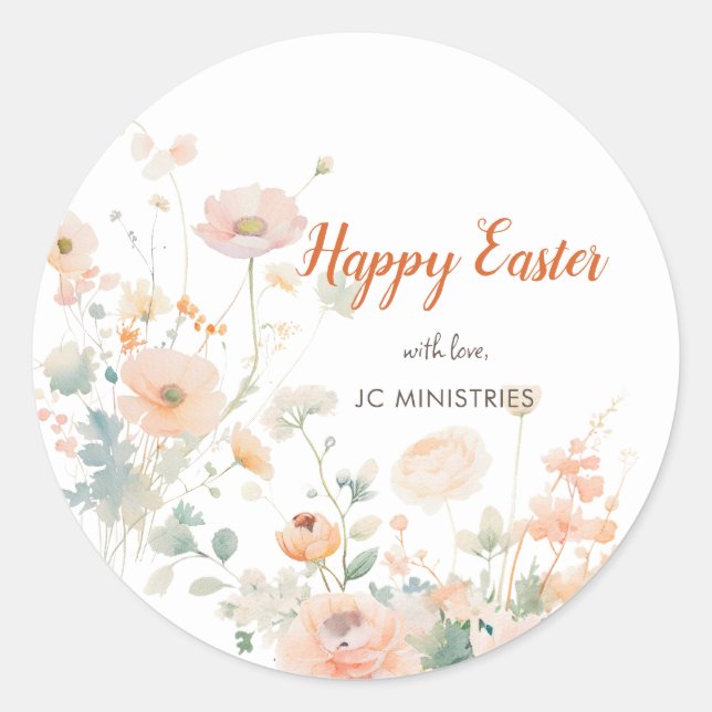 Pastel Spring Flowers Happy Oaster Runder Aufkleber (Vorderseite)