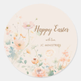 Pastel Spring Flowers Happy Oaster Runder Aufkleber