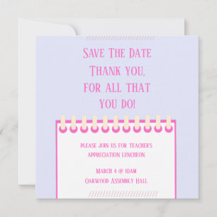 Pastel Spring Teacher Enregistrer la carte de date