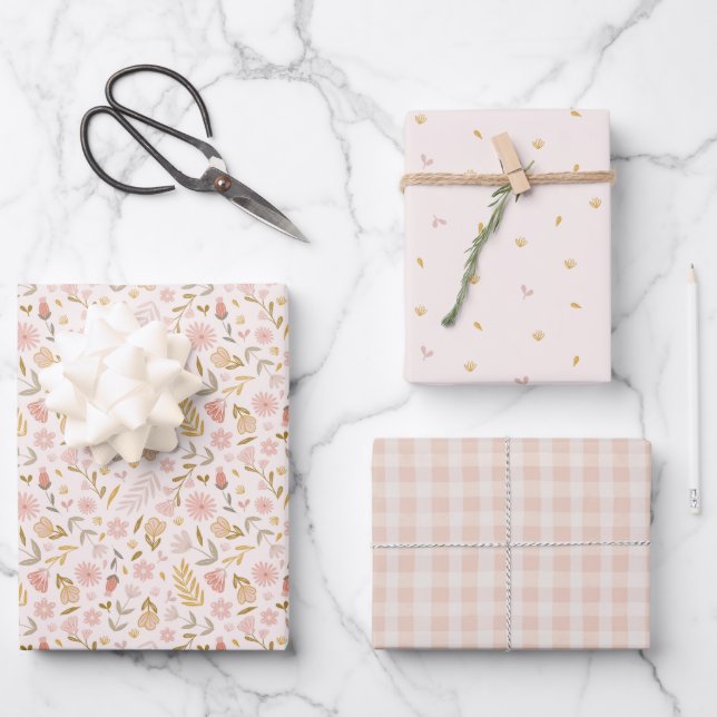 Pastel Spring Wildblume Geschenkpapier Set (Vorderseite)