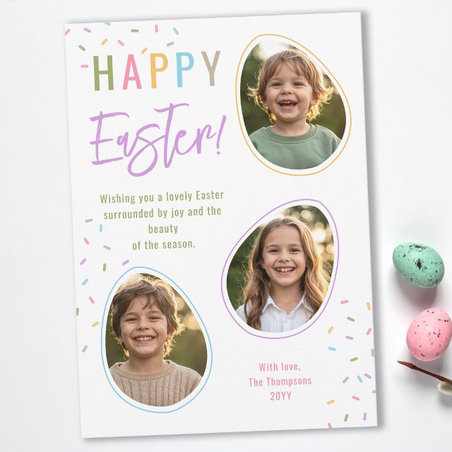 Pastel Sprinkles Easter Egg Photo Collage Easter Karte (Von Creator hochgeladen)