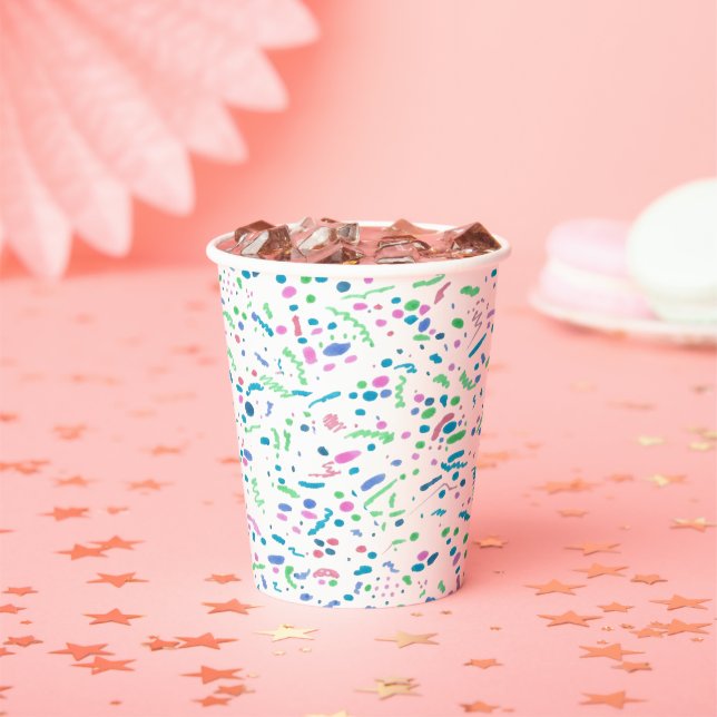Pastel Spritzer Confetti Print Paper Cup Pappbecher (Insitu)