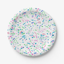 Pastel Spritzer Confetti Print Pappteller