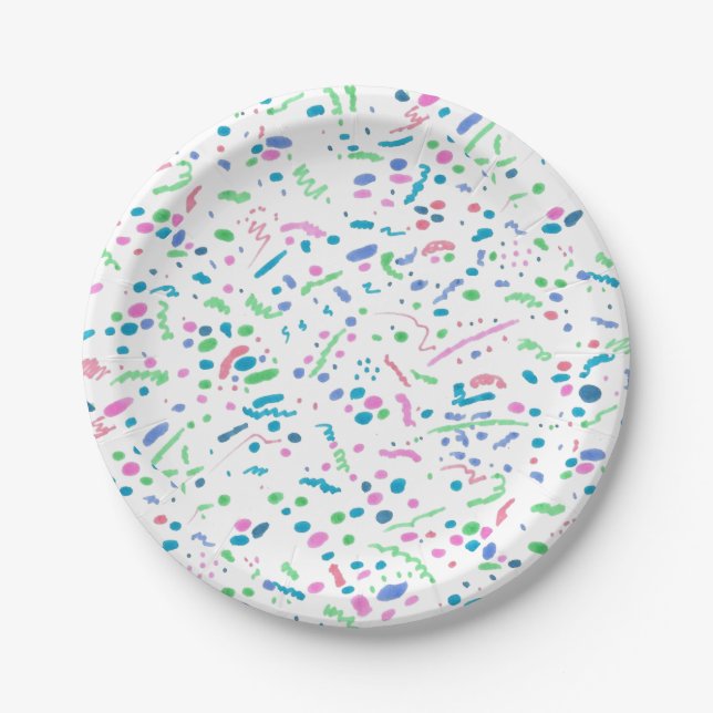 Pastel Spritzer Confetti Print Pappteller (Vorderseite)