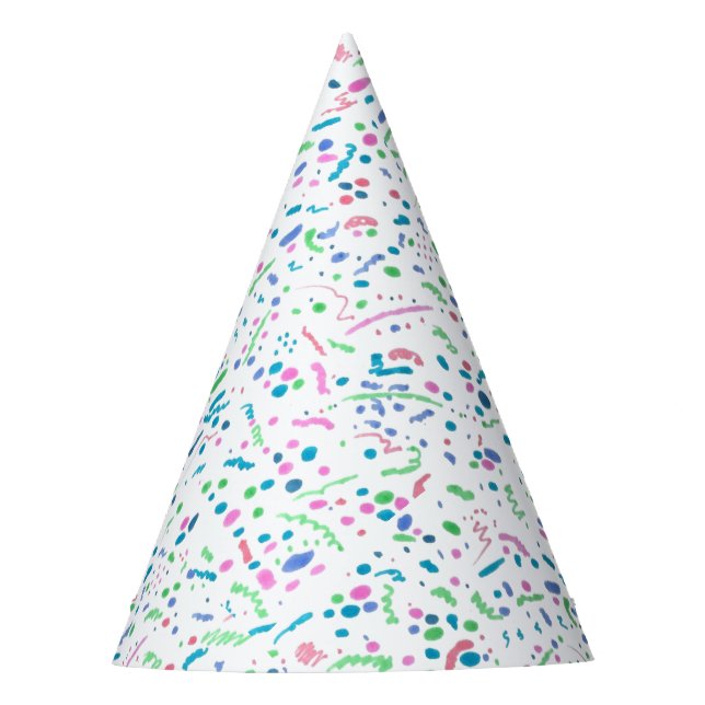 Pastel Spritzer Confetti Print Partyhütchen (Vorderseite)