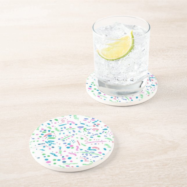 Pastel Spritzer Confetti Print Untersetzer (Seite)