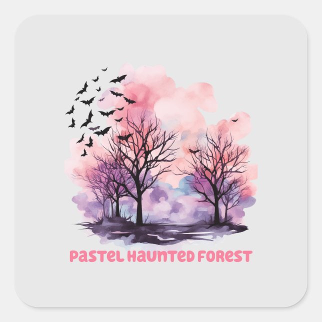Pastel Spuk Forest Quadratischer Aufkleber (Vorderseite)