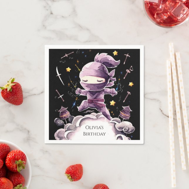 Pastel Spy Ninja Geburtstag Serviette (Beispiel)