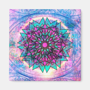 Pastel Stains Glass Mandala Magnet