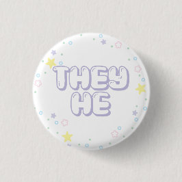 Pastel Star Confetti Sie He Pronouns Button