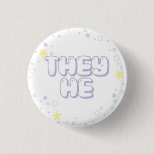 Pastel Star Confetti Sie He Pronouns Button