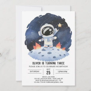 Pastel Star Niedlich Astronaut Boy Geburtstag Einladung