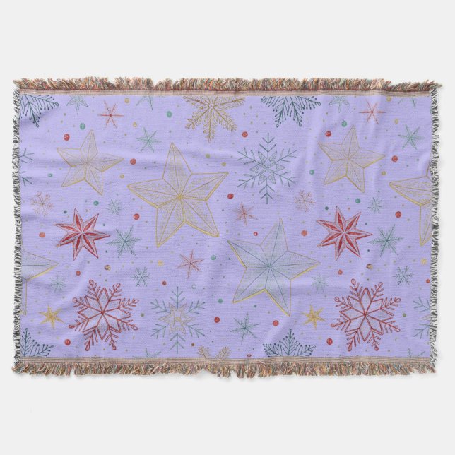 "Pastel Star Woven Throw Blanket Decke (Vorderseite)