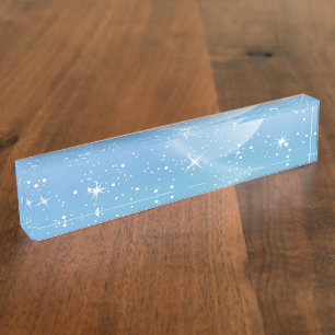 Pastel Starry Sky Blue Gradient Moon Galaxy Design Namensplakette