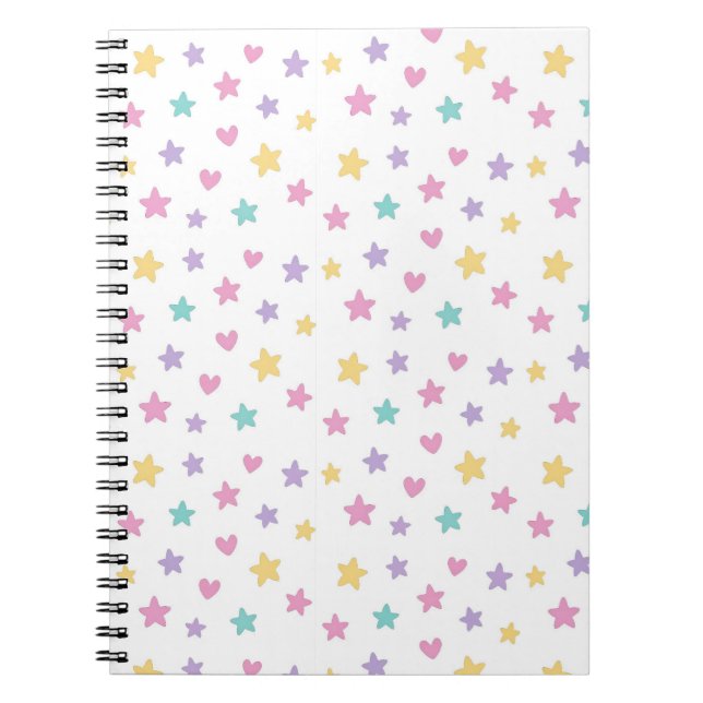 Pastel Stars und Hearts Spiral Foto Notebook Notizblock (Vorderseite)