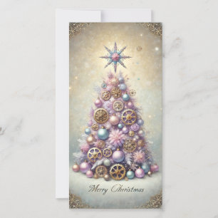 Pastel Steampunk Carte de Noël Purple Tree