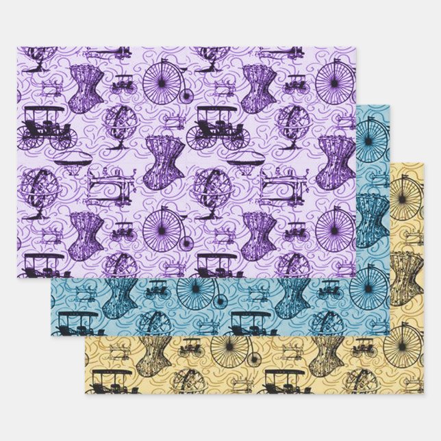 Pastel Steampunk Pattern Geschenkpapier Set (Set)