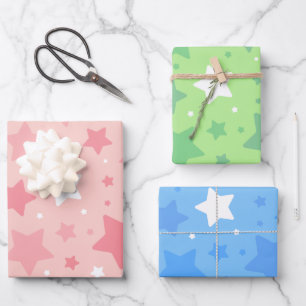 Pastel-Sterne-Geschenkpapier-Set Geschenkpapier Set
