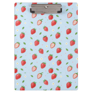 Pastel Strawberry Dreams Nahtloses Muster Klemmbrett